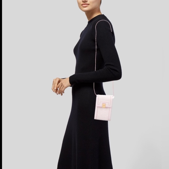 *Balmain* PRISTINE Leather Trimmed Pink Jacquard Canvas Monogram Crossbody - Picture 4 of 13